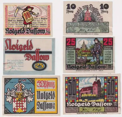 3 Banknoten Notgeld Gemeinde Dassow in Mecklenburg 1922 (168818)