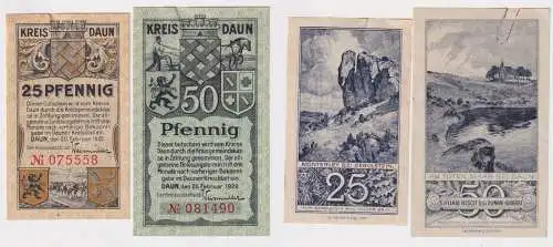 25 & 50 Pfennig Banknoten Notgeld Kreis Daun 20.Februar 1920 (168843)
