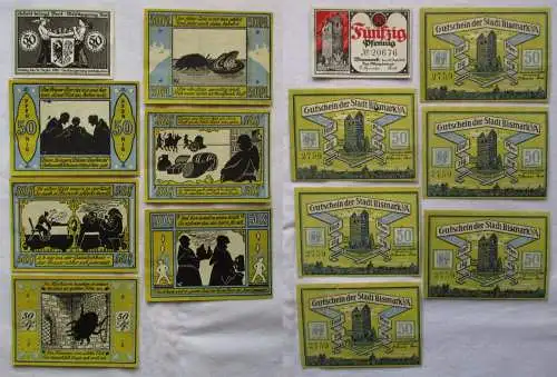 7 Banknoten Notgeld Stadt Bismarck 1920/1921 (169090)