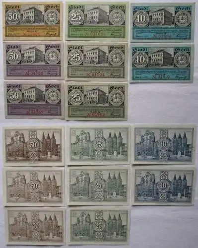 8 Banknoten 10 bis 50 Pfennig Notgeld Stadt Goch 1.1.1921 (168619)