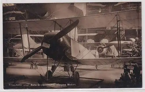 50914 Foto Ak Erbeuteter engl. Avro Doppeldecker (Gnome Motor) um 1920