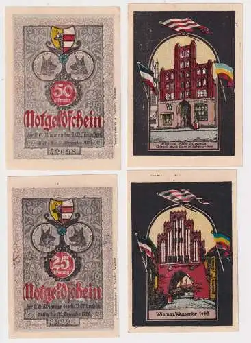 2 Banknoten Notgeld Wismar Sanitätshundeverein 1921 (169698)