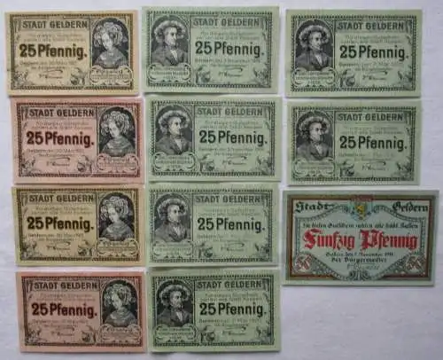 11 Banknoten Notgeld Stadt Geldern 1918-1921 (160630)