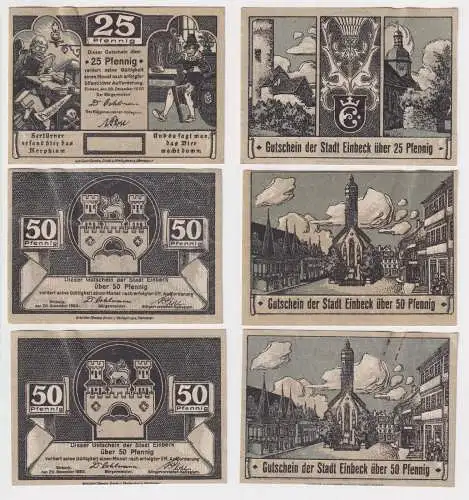 3 x Banknoten Notgeld Stadt Einbeck 1920 (169170)