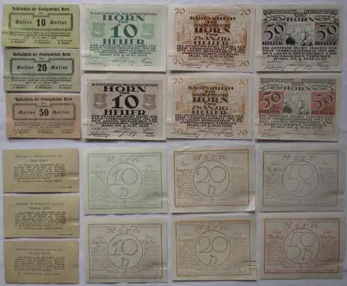 9x 10, 20 und 50 Heller Banknoten Stadtgemeinde Horn 1920 (168874)