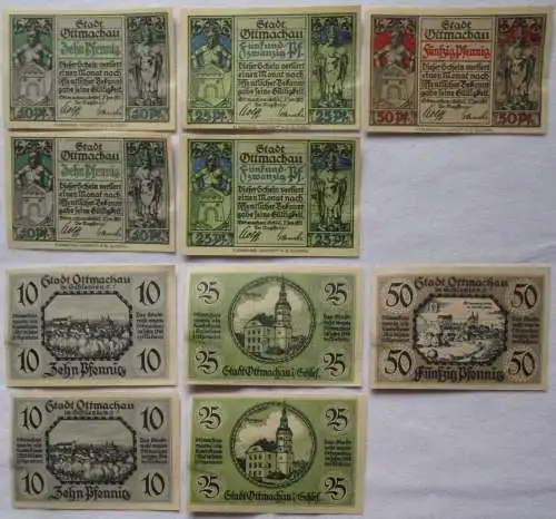 5 Banknoten Notgeld der Stadt Ottmachau Otmuchow in Schlesien 1921 (168639)