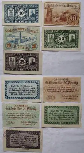 5 Banknoten Notgeld Hamburg H.Käse Alsterarcaden usw. 1921 (168367)