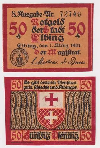 50 Pfennig Banknoten Notgeld Stadt Elbing 1.März 1921 (169002)