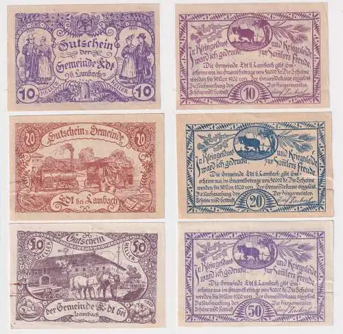 3 Banknoten 10 bis 50 Heller Notgeld Gemeinde Edt bei Lambach (168769)