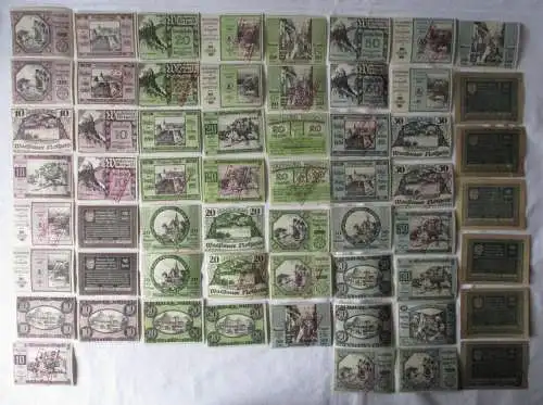 59 Banknoten 10 bis 75 Heller Notgeld Spitz an der Donau 1920 (168149)