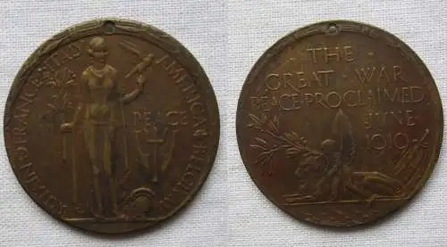 Medaille Der große Krieg Frieden 1919 Großbritannien Frankreich Italien (164423)