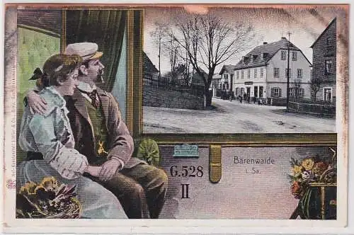 97466 Eisenbahnabteil Ak Bärenwalde in Sachsen 1914