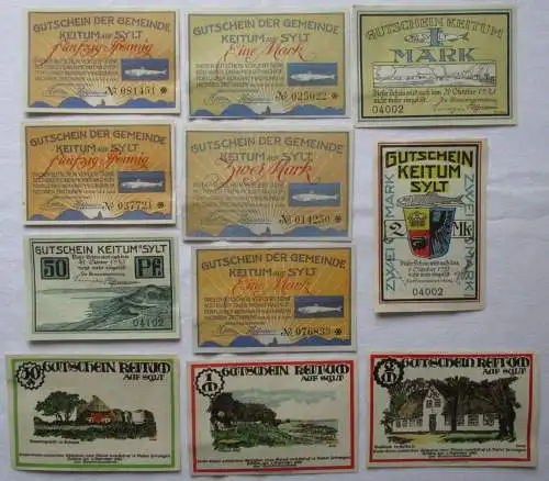 11 Banknoten Notgeld Gemeinde Keitum auf Sylt 1920/1921 (164270)