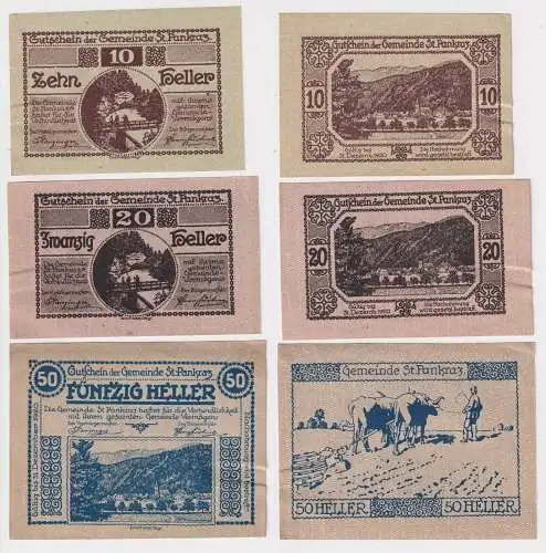 10, 20 & 50 Pfennig Banknoten Notgeld Gemeinde St.Pankraz 1920 (169056)