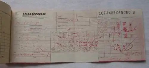 INTERFLUG Flugschein & Gepäckabschnitt Berlin Moskau Peking Shanghai (113507)