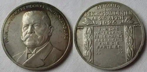 Silber Medaille Paul v. Beneckendorff & Hindenburg Reichspräsident 1925 (106969)