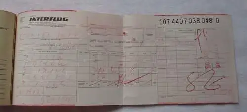 INTERFLUG Flugschein & Gepäckabschnitt Berlin Moskau Peking Shanghai (114235)