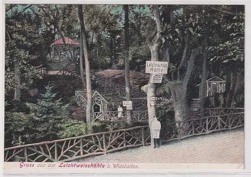 56927 Ak Gruss aus der Leichtweisshöhle bei Wiesbaden um 1920