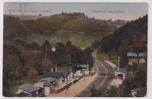 15126 Ak Bahnhof Barthmühle Gruß aus der Vogtl. Schweiz 1917