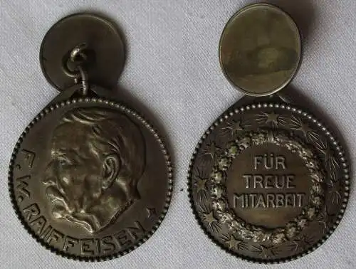 990er Silber Medaille F.W. Raiffeisen - Für treue Mitarbeit Trageknopf (154344)