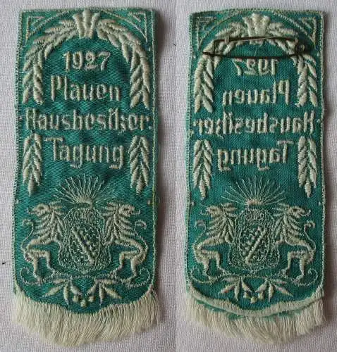 Abzeichen Plauen Hausbesitzer Tagung 1927 (169354)