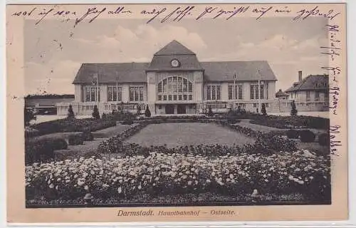 41847 Ak Darmstadt Hauptbahnhof Ostseite 1916
