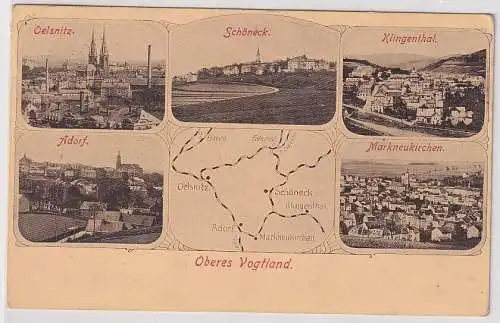 58471 AK Oberes Vogtland Oelsnitz Schöneck Klingenthal Adorf Markneukirchen 1920