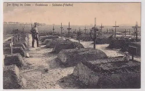 32514 Feldpost AK Der Krieg im Osten -Gumbinnen (Gussew)- Soldaten-Friedhof 1916