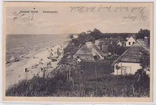 24662 AK Seebad Horst (Niechorze) - Strandmotiv und Fischerhäuser 1927