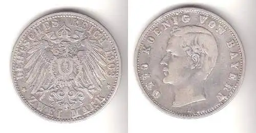 2 Mark Silbermünze Bayern König Otto 1903 Jäger 45  (111470)
