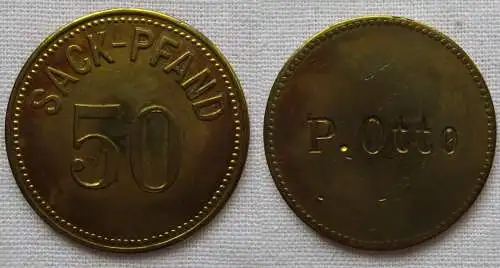 seltene Wertmarke Sack-Pfand 50 Firma P. Otto (169241)