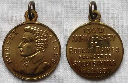 Medaille 150. Geburtstag Robert Raikes Sunday School Gründer 1780-1930 (166413)