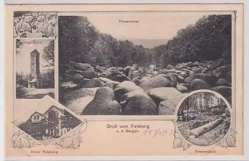 16587 Ak Gruß vom Felsberg - Felsenmeer, Riesensäule, Hotel, Ohly-Turm