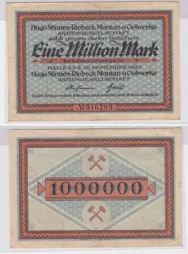 1 Million Mark Banknote Halle Hugo Stinnes Riebeck Montan Sept. 1923 (126436)