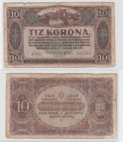 10 Kronen Banknote Ungarn 1.Januar 1920 (138411)