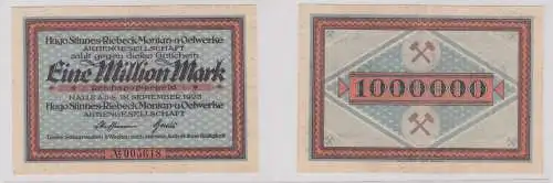 1 Million Mark Banknote Halle Hugo Stinnes Riebeck Montan Sept. 1923 (126402)