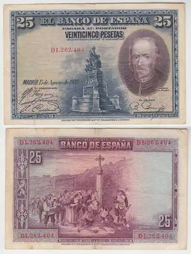 25 Pesetas Banknote Spanien 15.8.1928 (111485)