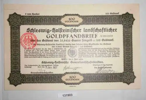 100 Goldmark Pfandbrief schleswig-holsteinische Landschaft 7.Januar 1927(131903)