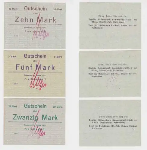 5 - 20 Mark Banknoten Notgeld Einswarden Frerichswerft Oktober 1918 (136256)