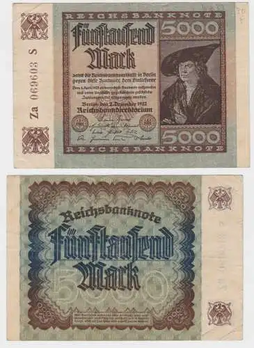 5000 Mark Banknote Berlin 2.12.1922 Rosenberg 80 f (140186)