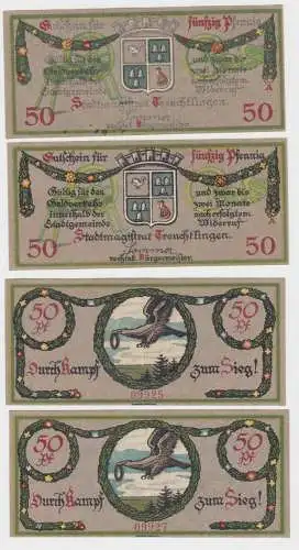 2 Banknoten Notgeld 2 x 50 Pfennig Stadt Treuchtlingen ohne Datum (140079)