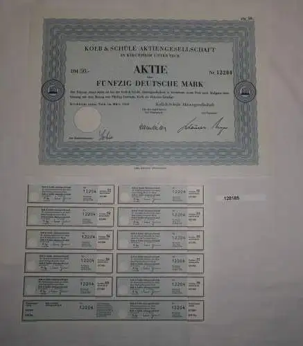 50 Mark Aktie Kolb & Schüle AG Kirchheim unter Teck März 1969 (128185)