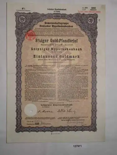 1000 Goldmark Pfandbrief Leipziger Hypothekenbank 15. März 1930 (127971)