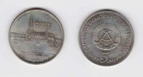 DDR Gedenk Münze 5 Mark Mühlhausen Marienkirche 1989 Stempelglanz (148852)