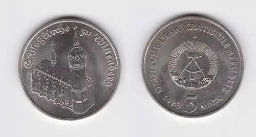 DDR Gedenk Münze 5 Mark Schloßkirche zu Wittenberg 1983 vorzüglich (148782)