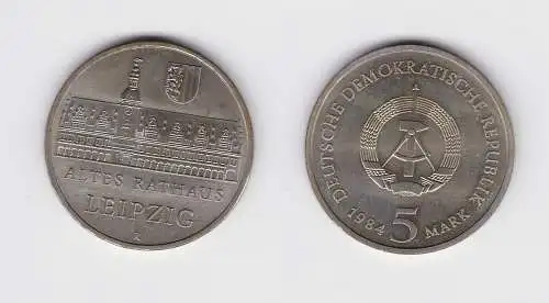 DDR Gedenk Münze 5 Mark Leipzig Altes Rathaus 1984 Stempelglanz (148733)