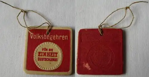 Papp Abzeichen Volksbegehren "Für die Einheit Deutschlands" (148549)