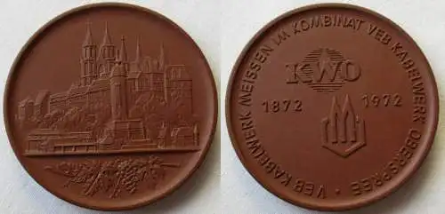 DDR Medaille Meissner Porzellan VEB Kabelwerk Oberspree 1872-1972 (149525)