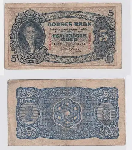 5 Kronen Banknote Norwegen 1940 (118645)