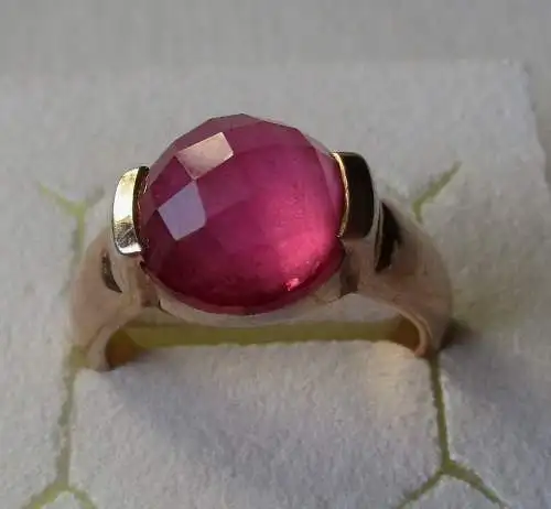 hochwertiger 925er Sterling Silber Damenring vergoldet mit Schmuckstein (113355)